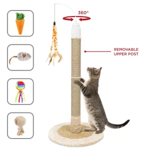 40in Electronic Rotating Cat Scratching Post Toy w/ Adjustable Height