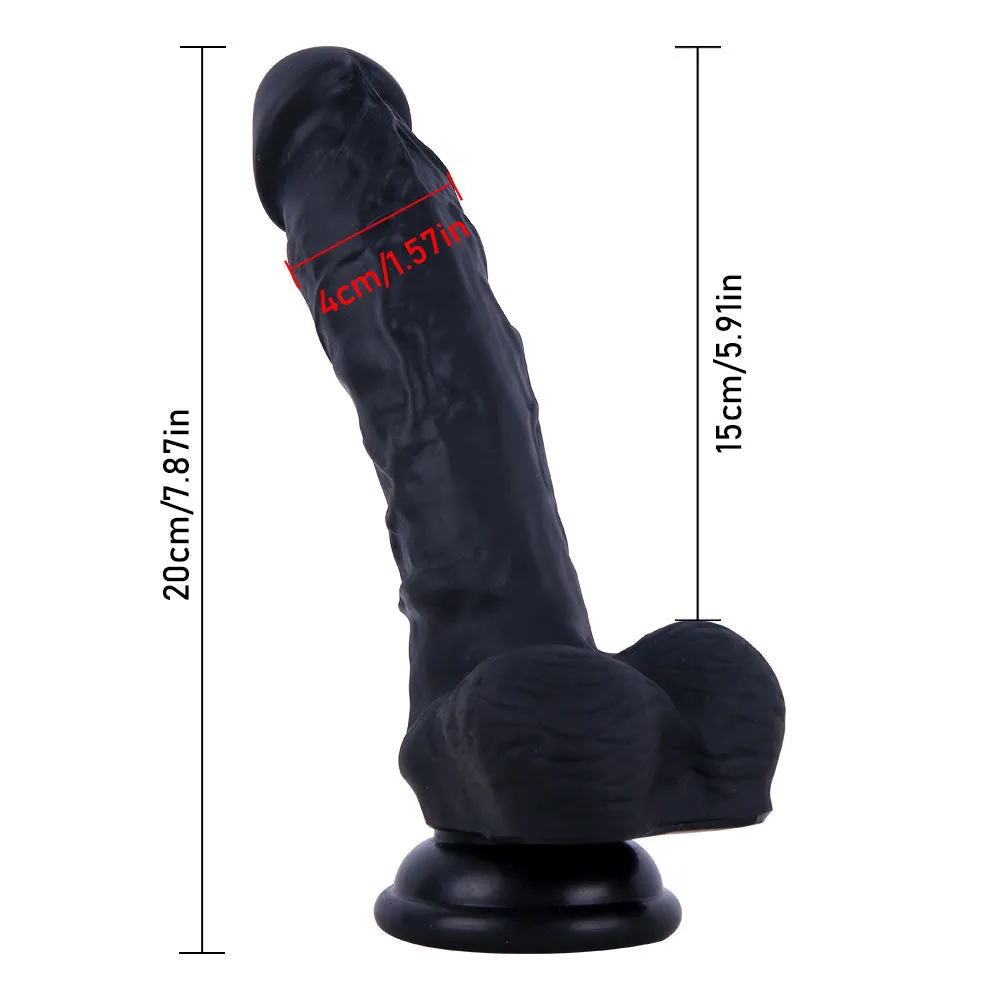 B91 Burton Realistic Veins Texture Liquid Silicone Suction Cup Dildo with Balls 7.9 Inch