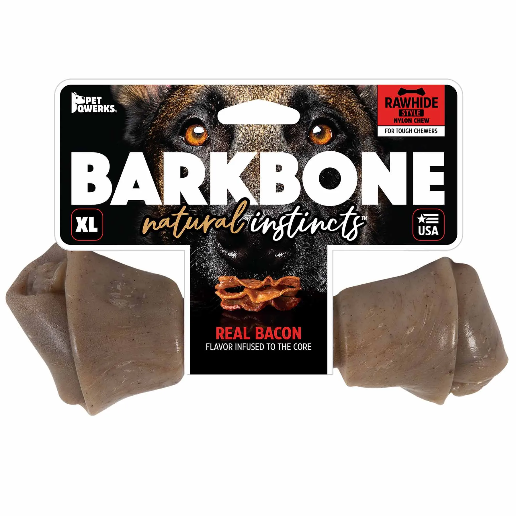 BarkBone Natural Instincts Rawhide Style Bacon Nylon Chew