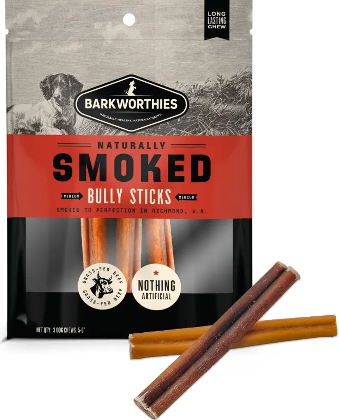 Barkworthies 6 Inch Dog Smoked Bully For Dogs