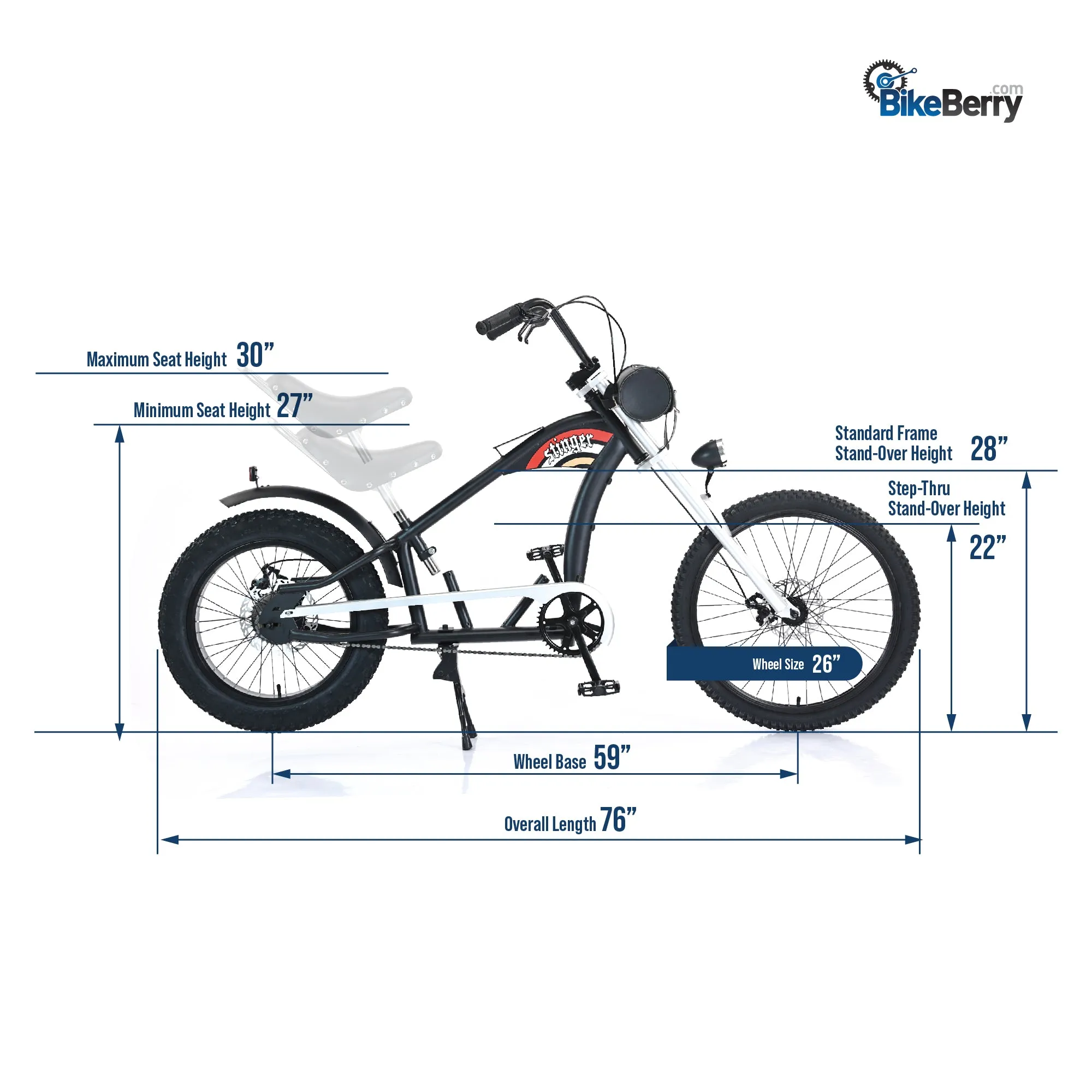 BBR Tuning STINGER Motor-Ready Mini Chopper Motorized Bicycle