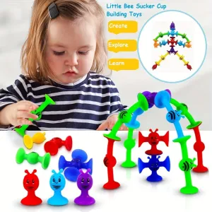 BeeThemed Silicone Construction Set  Educational Suction Cup Toy Gift