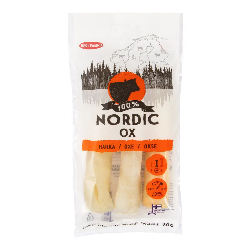 Best Friend Nordic Ox Chews - 12cm, 3-Pack, 80g - Wholesome Dog Treats for Chewing & Enjoyment