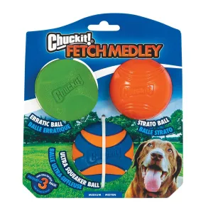 Chuckit Fetch Medley Balls Medium 6cm Dog Toy 3pk