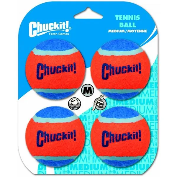 CHUCKIT - Tennis Balls Dog Toy Medium 3" Diameter - 4 Balls