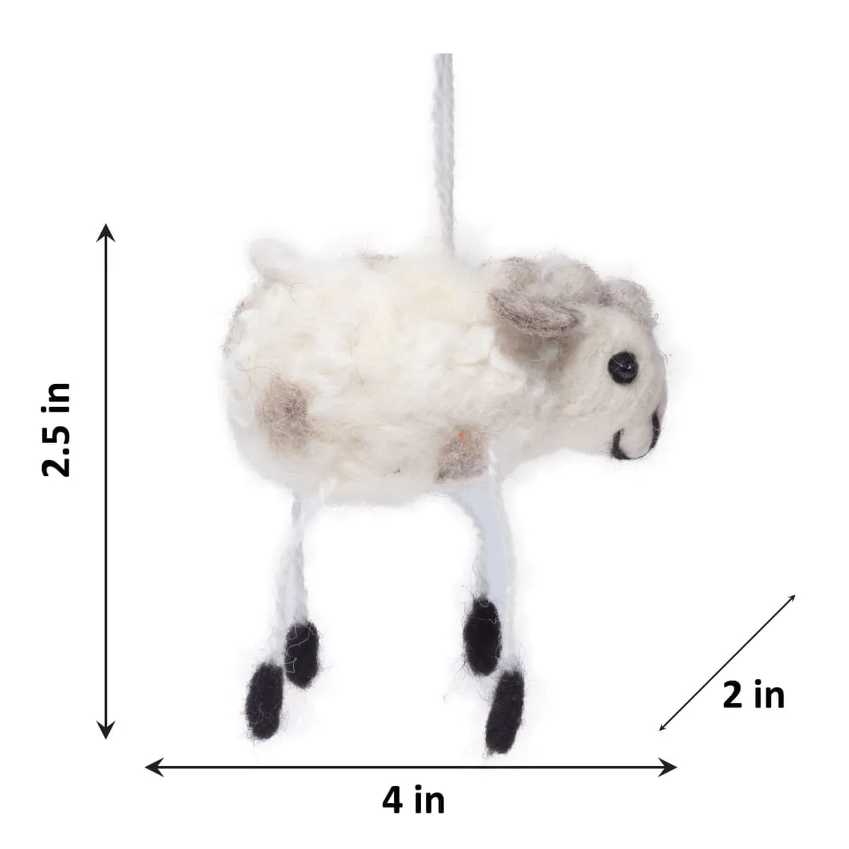 De Kulture Handmade Premium Wool Felt Hanging White Lamb Eco Friendly Needle Felted Stuffed Easter Ornament Ideal for Home Office Party Decoration Holiday Décor, 4x2x2.5 (LWH) Inches