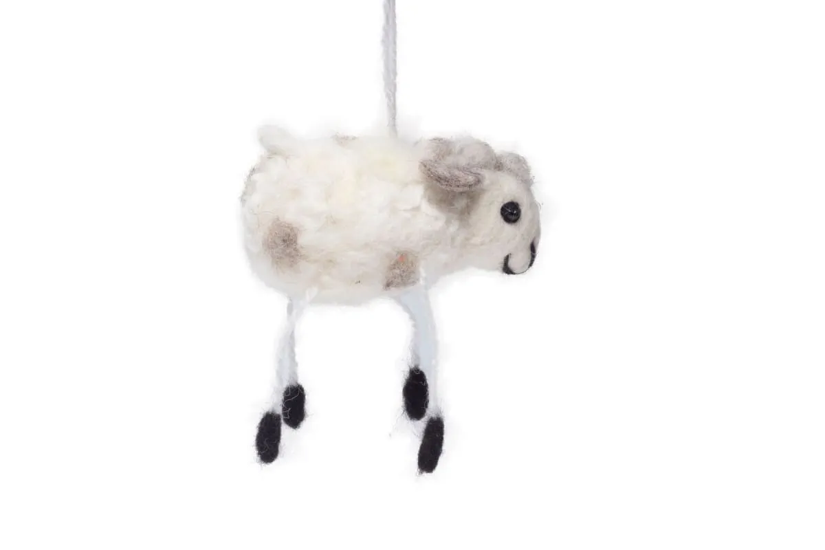 De Kulture Handmade Premium Wool Felt Hanging White Lamb Eco Friendly Needle Felted Stuffed Easter Ornament Ideal for Home Office Party Decoration Holiday Décor, 4x2x2.5 (LWH) Inches