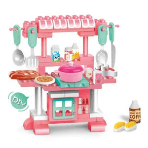 DIY Kitchen Block Play House - Kids Toy Creative Build Fun Set