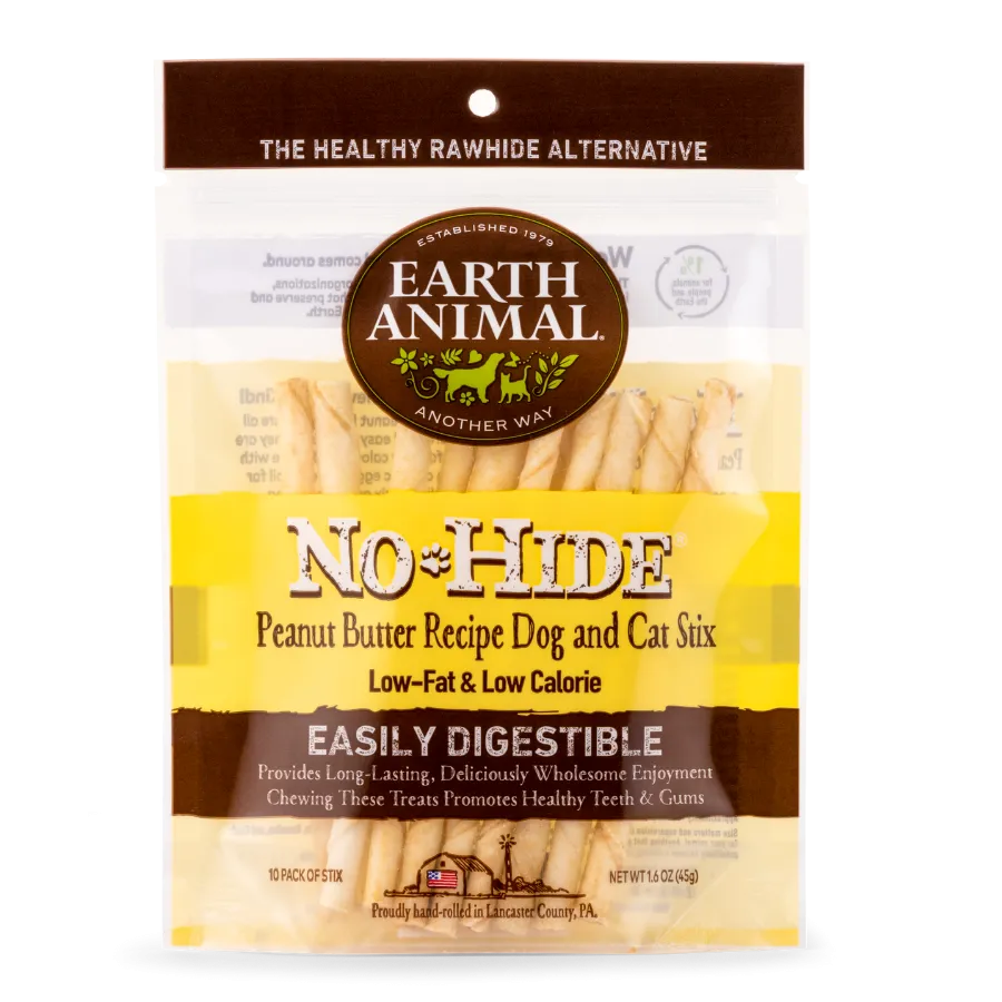 Earth Animal No Hide Peanut Butter Stix Dog Treats 10pk