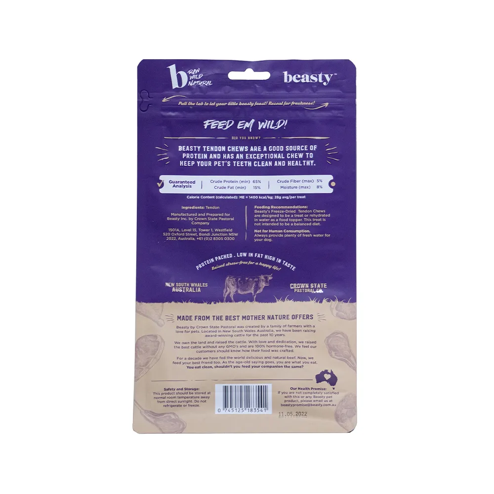 Freeze Dried Beef Tendon Chews Dog Treats