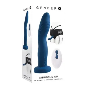 Gender X Snuggle Up Blue Dual Motor Strap On Vibe with Harness