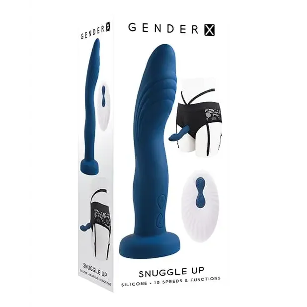 Gender X Snuggle Up Blue Dual Motor Strap On Vibe with Harness