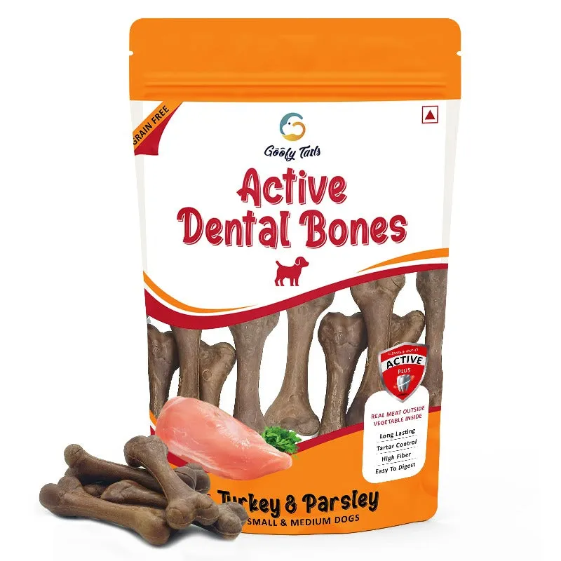 Goofy Tails Active Dental Bones Dog Treats 200g Turkey & Parsley