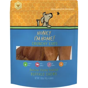 Honey I'm Home Crunchy Ears Natural Honey Coated Buffalo Chews Dog Treats