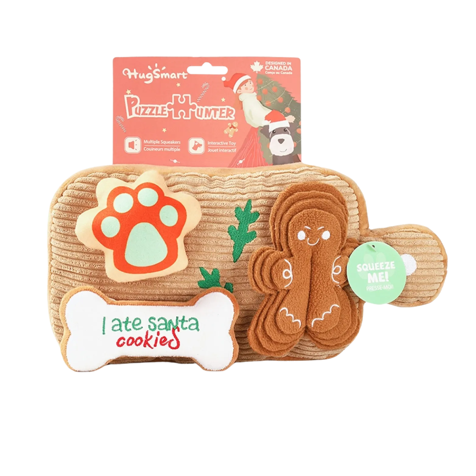 Hugsmart Pet Happy Woofmas Cookie Board Plush Dog Toy