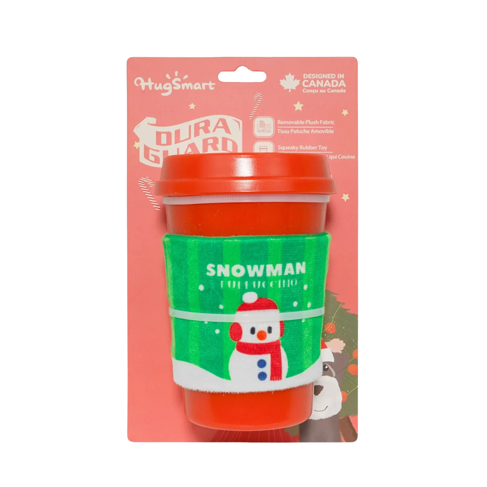 Hugsmart Pet Happy Woofmas Snowman Puppuccino Rubber Dog Toy