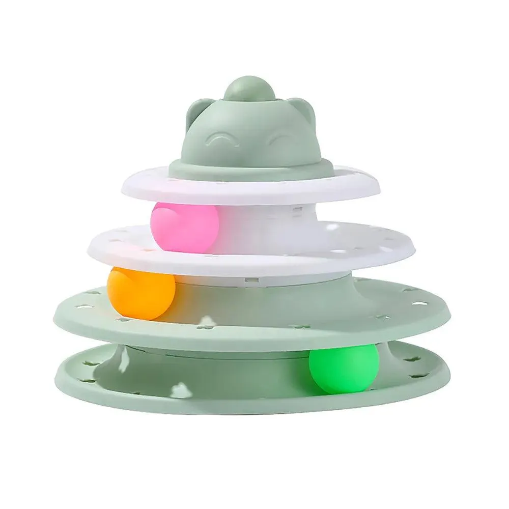 Interactive Cat Toy Tower with Roller Balls (4 Levels)