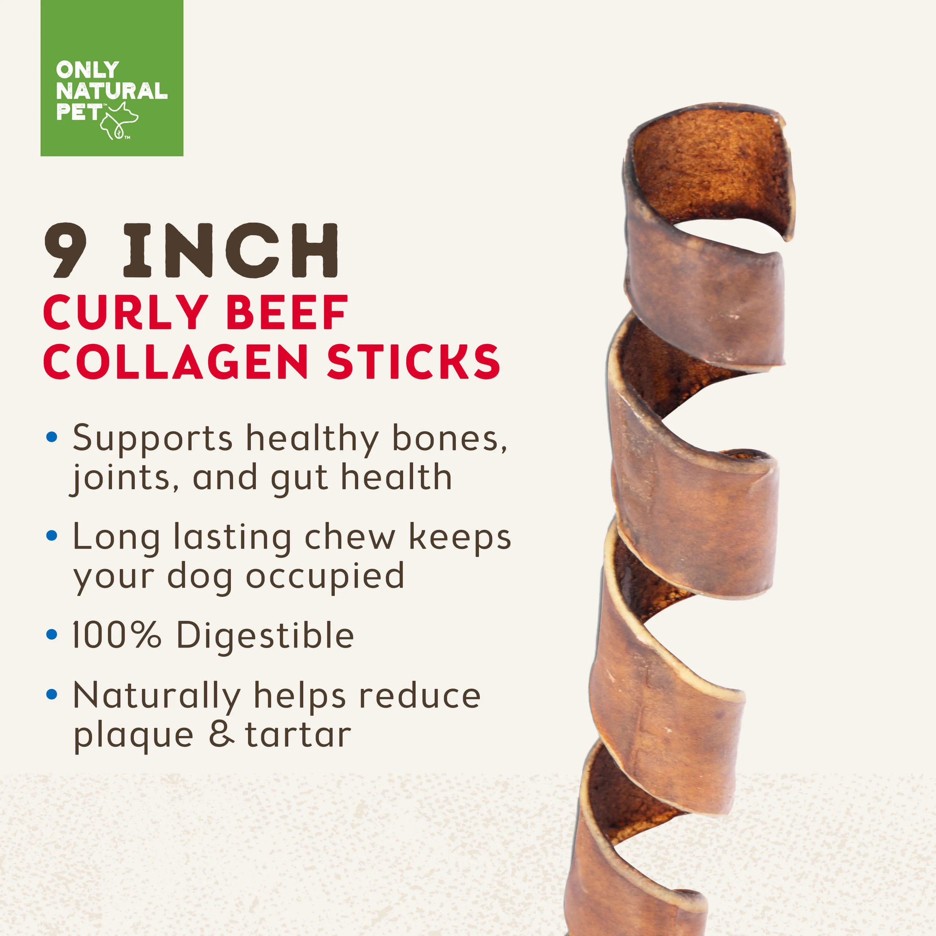 Only Natural Pet Curly Beef Collagen Stick for Dogs