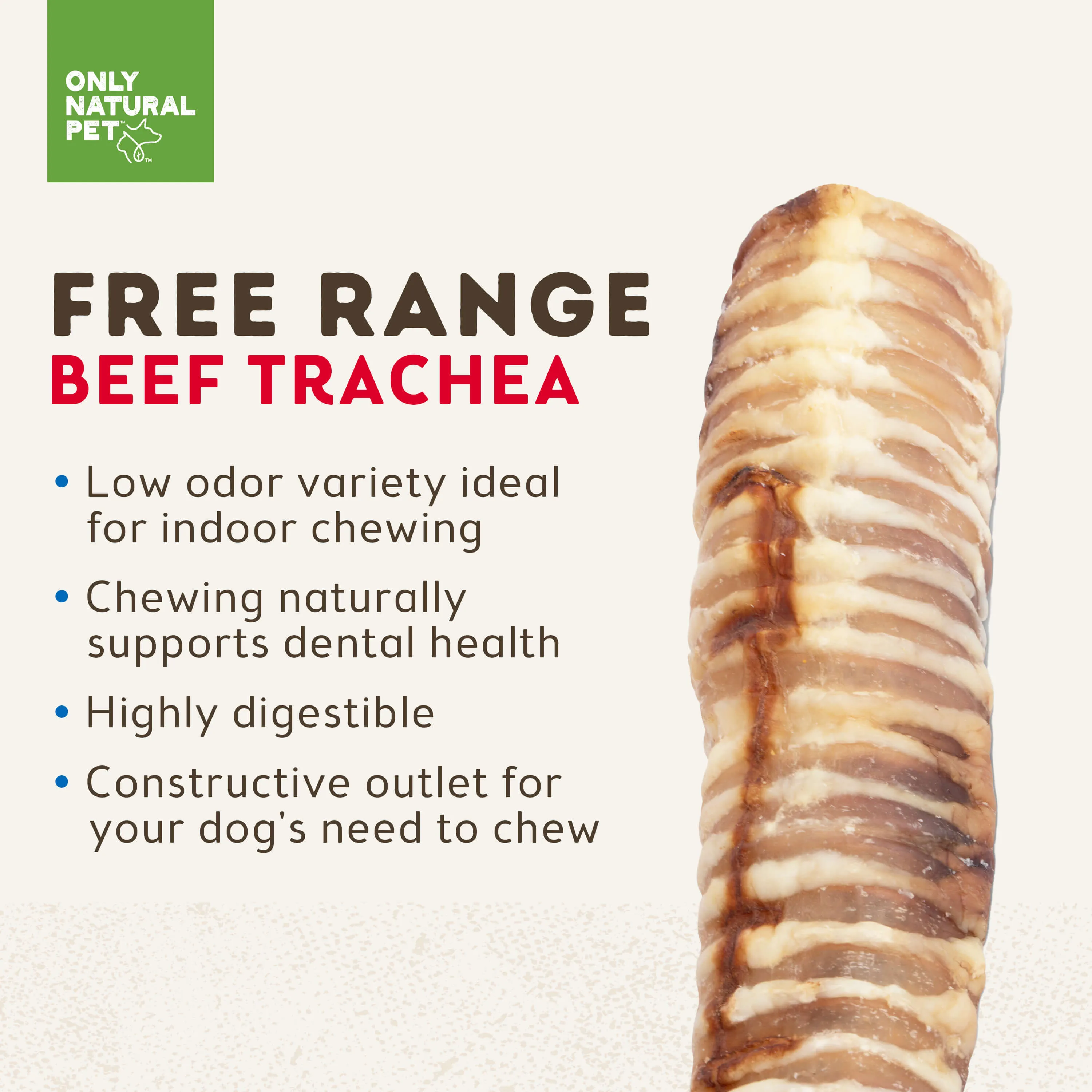 Only Natural Pet Free-Range Beef Trachea Chew For Dogs