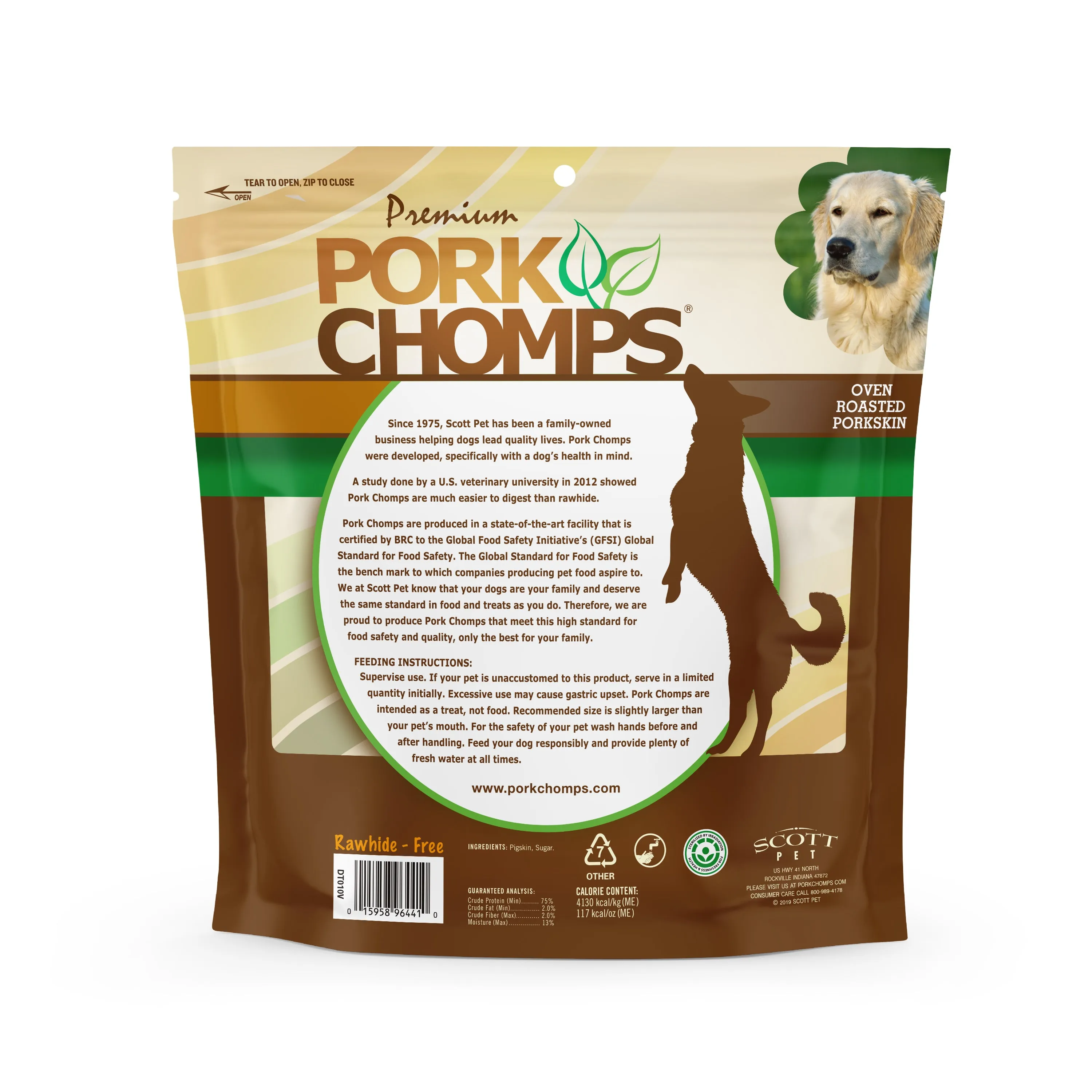 Pork Chomps 6 Roasted Pork Skin Twists, 15 count Dog Chews