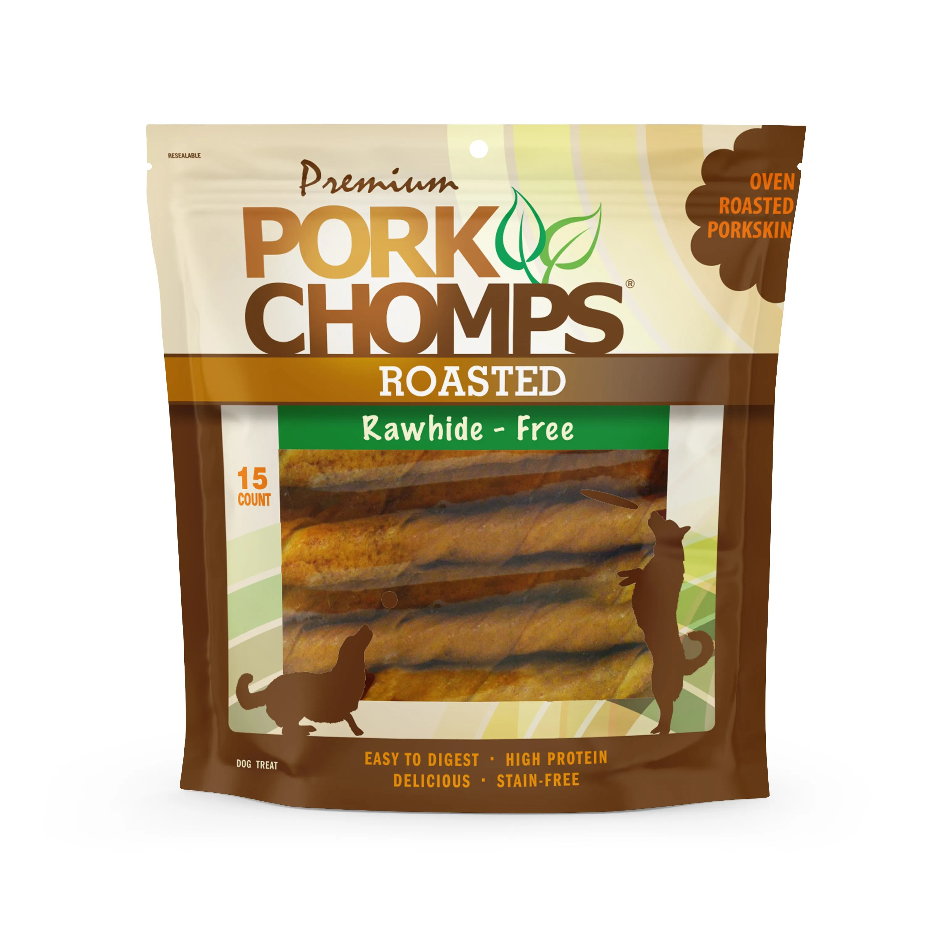 Pork Chomps 6 Roasted Pork Skin Twists, 15 count Dog Chews