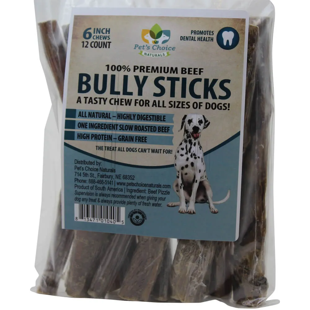 Premium All Natural Dog Pizzle Chews, 6"