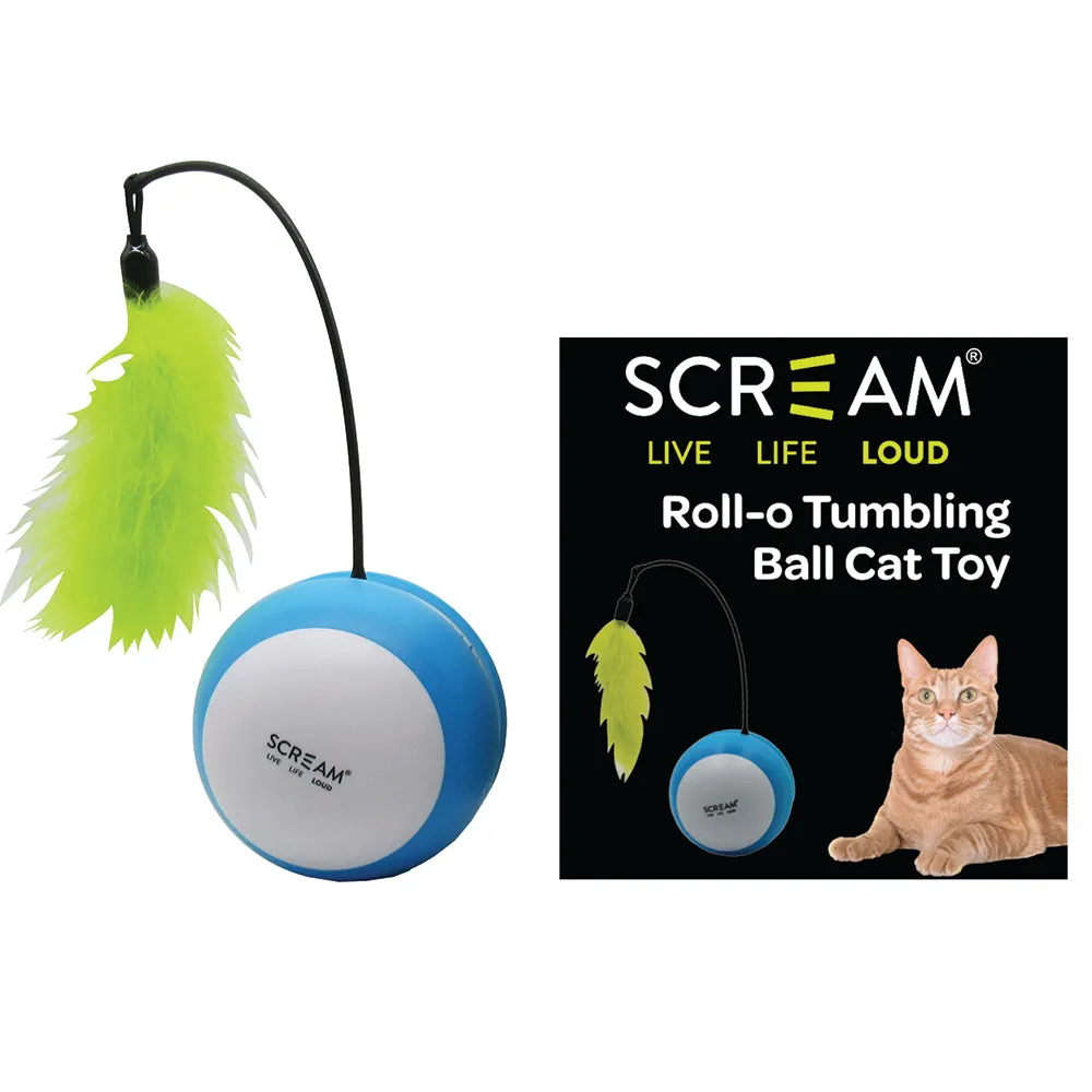 Scream Roll O Tumbling Ball Blue Cat Toy