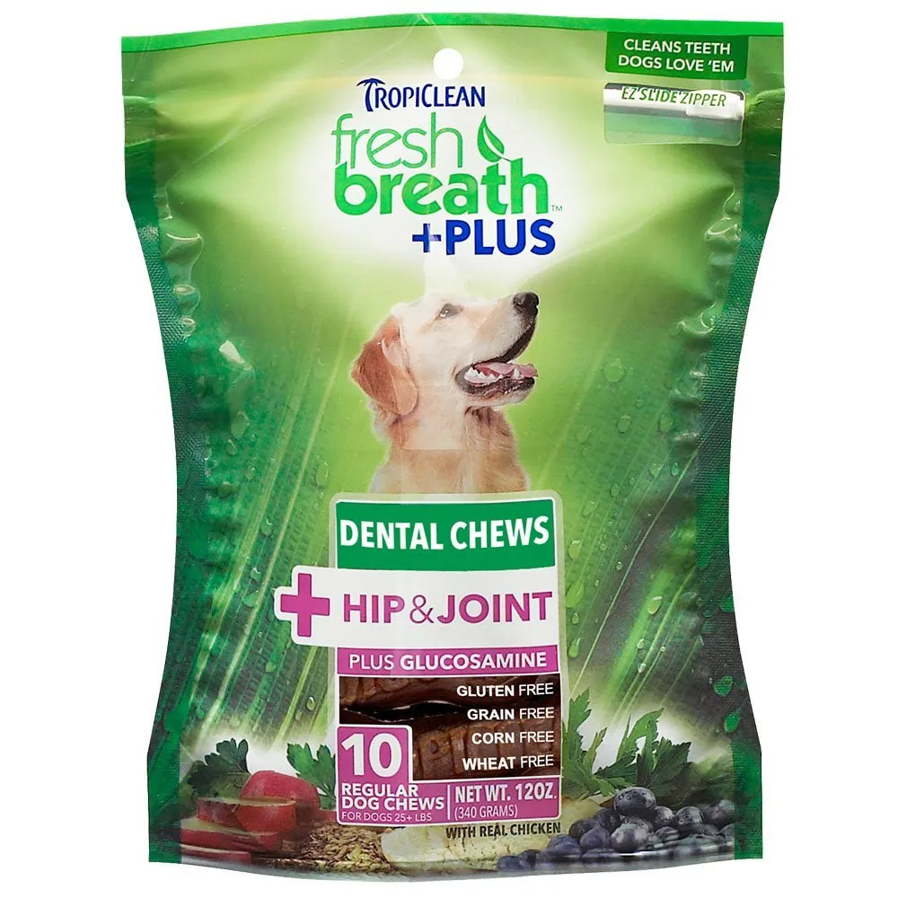 Tropiclean Fresh Breath Plus Hip & Joint Dental Chews For Dogs