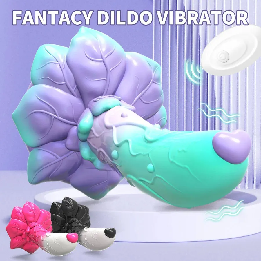 Vibrating Dildo Butt Plug - Remote Control Big Rose Suction Cup Dildos Female Sex Toy