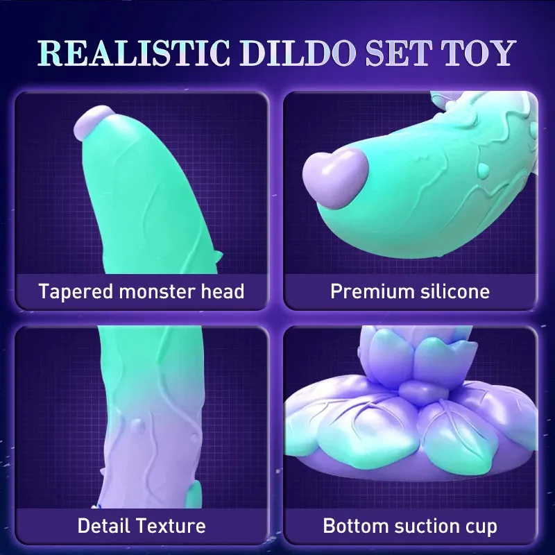 Vibrating Dildo Butt Plug - Remote Control Big Rose Suction Cup Dildos Female Sex Toy