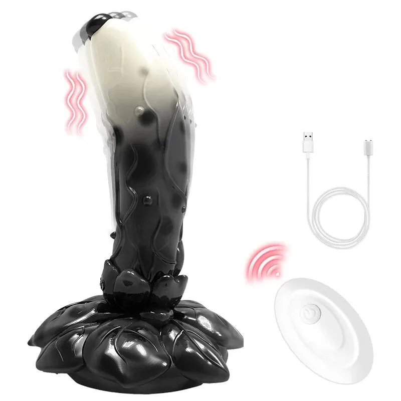 Vibrating Dildo Butt Plug - Remote Control Big Rose Suction Cup Dildos Female Sex Toy