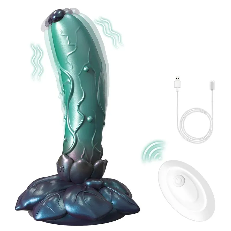 Vibrating Dildo Butt Plug - Remote Control Big Rose Suction Cup Dildos Female Sex Toy